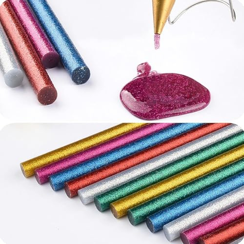 Glitzer-Heißkleber, 7 x 100 mm, für Bastelarbeiten, starke Haftung für Holz, Kunststoff und Papier, 50 Stück