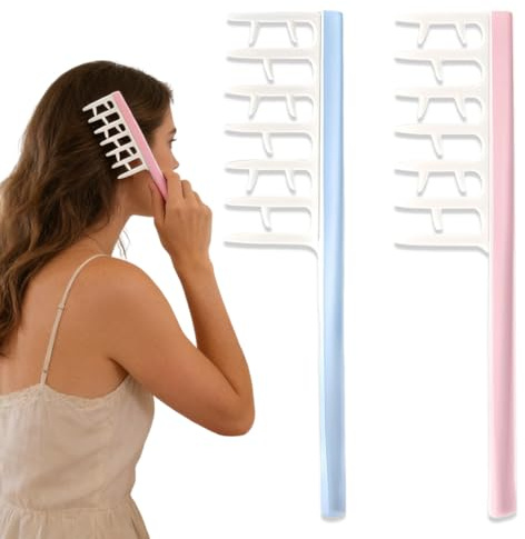 2 peines de dientes anchos para dar volumen a las raíces, peine de ABS para dar volumen al cabello - Set de peinado ligero en rosa y azul (20 cm)