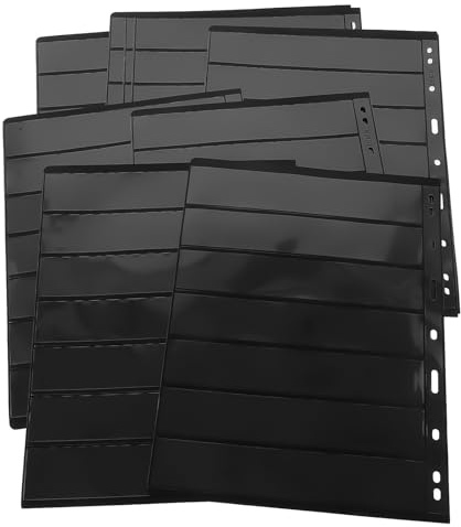 FOYTOKI 10-sheet Loose-leaf Stamp Pages Album Storage Holder Double-sided Pvc with Black Background for Stamp Collectors and Card Collection Display