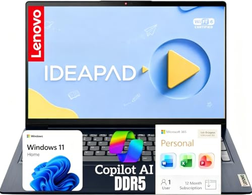Lenovo Ultrabook 15.6 FHD Touch-Screen Laptop • Intel 13th 10-Core i5 CPU • 16GB RAM, 256GB SSD • 2026 Edition, Copilot AI, WiFi 6, Windows 11, Student & Business Laptop • WOWPC Recovery USB Included