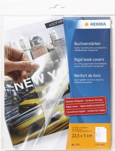 HERMA 7151 Buchverstärker (zum Verstärken und Schützen von weichen Bucheinbänden, 22,5 x 5 cm) 3 Stück transparent