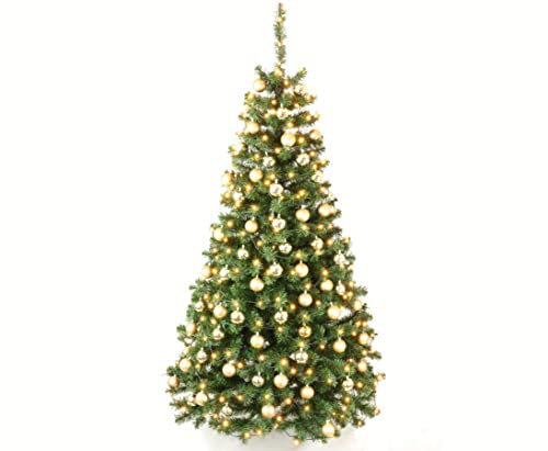 Kunstweihnachtsbaum mit goldenen Kugeln Höhe 210cm incl Beleuchtung von KPDI