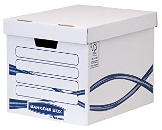 Bankers Box system standard arkivbox (Fastfold System) 10 stycken grå Stor arkivlåda Große Archivbox Vit/blå