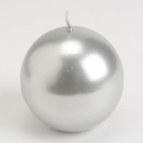 Amadeus - Bougie sphère 7 cm Argent (Lot de 6)
