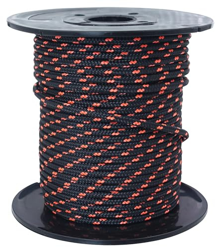 GM CLIMBING Black 3mm Accessory Cord 400LBS Double Braided Durable Pull Cord Tent Tarp Hammock Guyline for Rigging Backpacking Survival Mountaineering 100Ft Roll