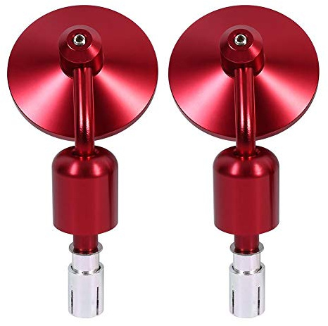 Rétroviseurs Latéraux, Keenso Embout de Guidon 7/8 Rétroviseurs de Barre à Main de Moto Universel Réglable 3 Rétroviseurs Miroir Latéraux à Extrémité(Red)