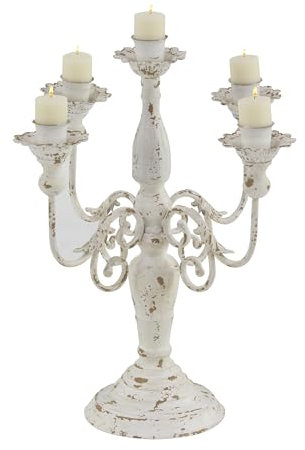 Deco 79 Vintage Metal Solid Candelabra, 16 x 16 x 19, White