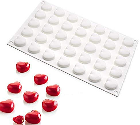 stampo silicone cuore per Cioccolato Torta Gelatina Cubetti di Ghiaccio, 35 Fori Forma di Cuore, Bianchi