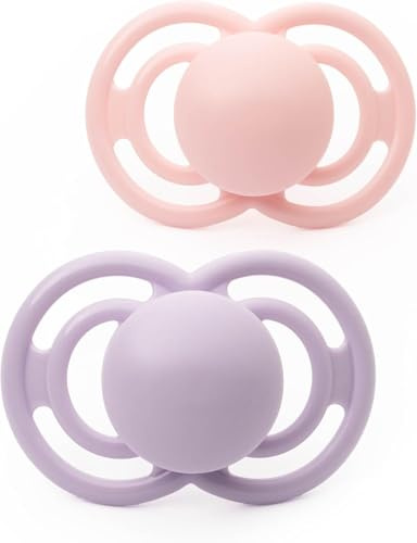 MAM Perfect Schnuller 6-18M, 2er-Pack, kiefergerechtes Design, rosa | Dünner, flexibler Sauger, Lieferung in Schnuller-Sterilisator-Etui, Babyzubehör für Neugeborene (Motive variieren)