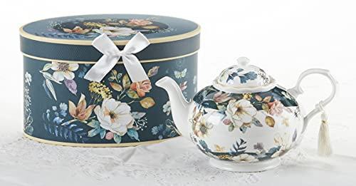 Delton - Tetera (porcelana, 24,1 x 13,9 cm), diseño de camelia inglesa