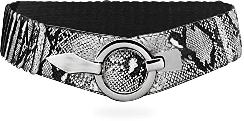 Glamexx24 Elastischer Damen Taillengürtel gürtel 6cm breiter Hüftgürtel mit silberner Ring