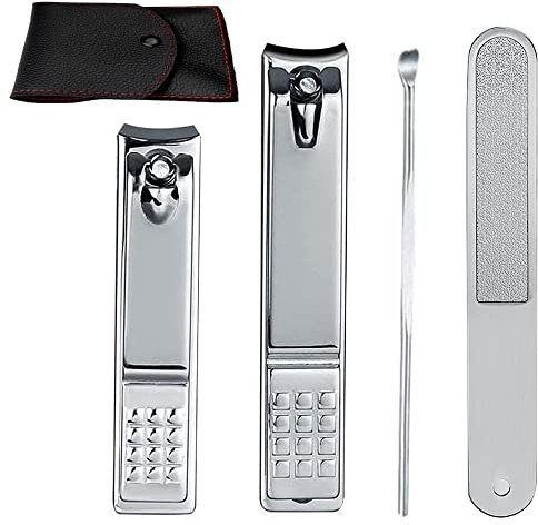 Econtal Set Tagliaunghie Grande e Piccolo Con Lima per Unghie, Kit Tagliaunghie per Piedi e Mani Uomo, Tagliaunghie Fabcare Forbicine Tronchesino Trim