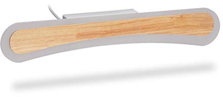 Relaxdays Spiegelleuchte LED, warmweiß, 60cm breit, Holz & Acrylglas, helle Spiegellampe, für Flur & Schminktisch, natur