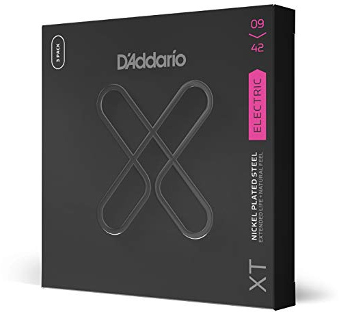 D'Addario Elgitarrsträngar, XT nickelbelagda, XTE0942-3P, superlätt mätare 09-42, 6-strängad set, 3-pack