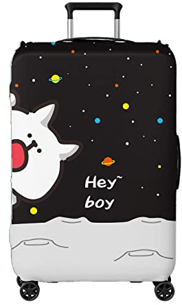 WunM Studio Passen Sie Ihr Bild/Name/Logo Gepäckabdeckung Waschbare Kofferabdeckung Anti-Kratzer Koffer Schutz Passt 18-32 Zoll Gepäck, Haustier Hund, 【S】 18,21Inch