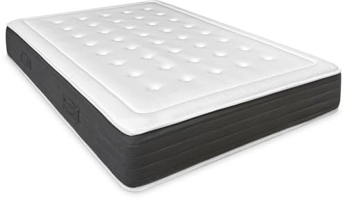 DUÉRMETE ONLINE Colchón Viscoelástico Bio Nature, Ecosostenible, Dureza y Confort Óptimos, Firmeza Media-Alta, Antiácaros, Antibacteriano e Hipoalergénico, Blanco, 135 x 190 cm