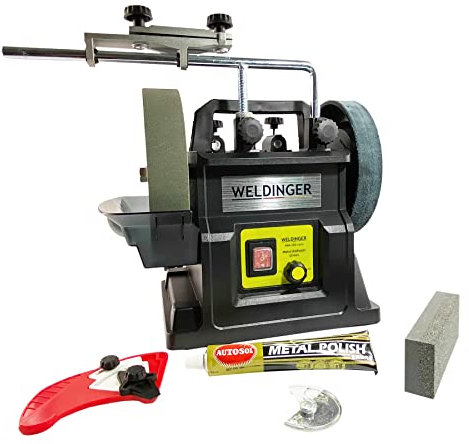 WELDINGER Nass- Schleifmaschine NSM 200 vario 90 W Drehzahl regelbar (Schleifgerät Doppelschleifgerät Naßschleifer Schleifer 5 Jahre Garantie)