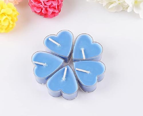 Lot de 9 bougies parfumées romantiques en forme de cœur pour mariage, fête, anniversaire, anniversaire de mariage (bleu)