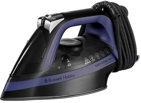 Russell Hobbs Ferro da Stiro a Vapore - Una Temperatura Ottimale per tutti i tessuti, con Aavvolgicavo salvaspazio - 2400 W, Colpo di Vapore Extra 200 g, Piastra in Ceramica, Anticalcare, 26731-56