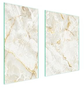 TMK ArtDeko Plaque de protection universelle pour plaque de cuisson 75 x 52 cm 2 pieces Protection contre les éclaboussures Planche a découper en verre trempé Décoration, Marbre