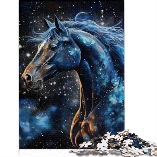 Galaxien Pferde 1000 Teile Puzzle Erwachsene Kinder Puzzle Holzbrett Puzzles Spielzeug Lernspiel (75x50cm)