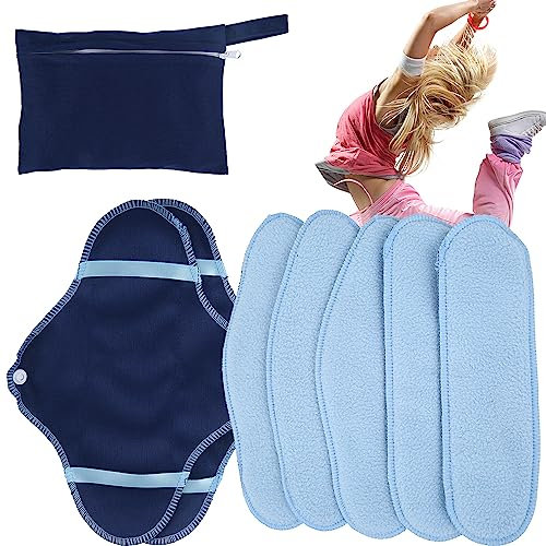 8PCS Reusable Sanitary Pads Washable Waterproof Cloth Menstrual Protective Pads Menstrual Absorbent Pads with Storage Bag Portable Breathable Sanitary Towels Period Pads Panty Liners for Women Girls