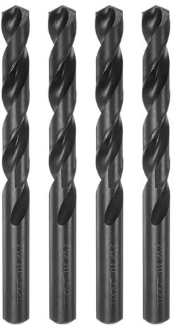 QUARKZMAN 4 Stück Spiralbohrer, 13 mm (33/64 Zoll), nitridbeschichteter Schnellarbeitsstahl (HSS), 4341 Spiralbohrer für Edelstahl, Kupfer, Aluminium, Legierung, Schwarz