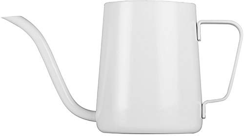 OQHAIR Cafetera Hecha a Mano de Boca Larga, cafetera de Goteo, Juego de cafetera de Boca Fina, cafetera de Acero Inoxidable para el hogar (Color: Rosa, tamaño: 10.1 FL oz) (Blanco 10.1 FL