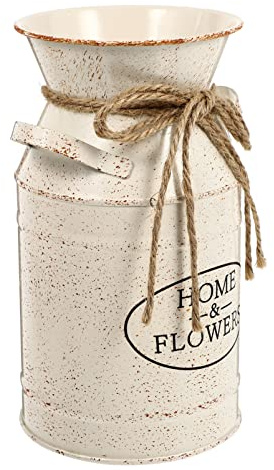Cubo de Estilo Europeo Retro de Hierro para Flores Secas | Beige, para Jardín y Hogar, Fácil de Instalar y Retirar, Pieza Simple y Elegante