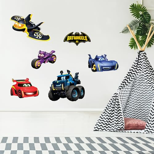 Batwheels™ Wall Sticker - Set of 5 Vehicles Decal DC Superhero Art (180cm Width x 90cm Height)