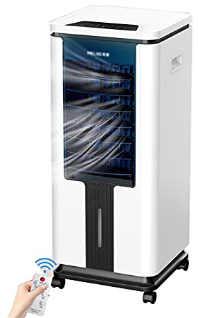 Enfriador de aire portátil con tanque de agua grande: 3 velocidades de ventilador, pantalla LED y temporizador de 12 horas para una solución de enfriamiento móvil eficaz