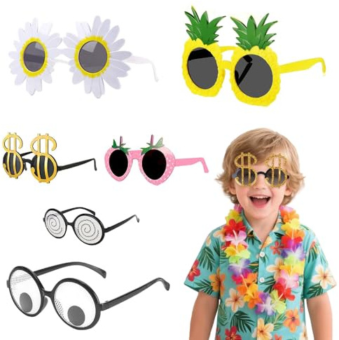 Menwings 6 Paar lustige sonnenbrille, Hawaiian partybrille, sonnenbrille festival, brille party sonnenbrille
