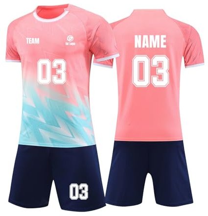 Generisch Trikot mit Eigenem Namen & Nummer & Logo, Trikot Personalisiert Kinder, Fußball Trikots Shorts Set für Kinder/Erwachsene, Fussball Jersey Trainingsanzug für Junge Herren