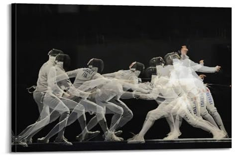qiyan Cooles Sport-Poster, Fechten, Zeitlupe, dekoratives Gemälde, Leinwand, Wandposter und Kunstdruck, moderne Familienschlafzimmer-Dekoration, Poster, 60 x 90 cm