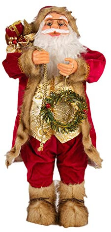 Pcingsia Figura de Papá Noel de pie, decoración navideña, muñeco de Papá Noel, Figura de pie Vintage para Navidad, cumpleaños