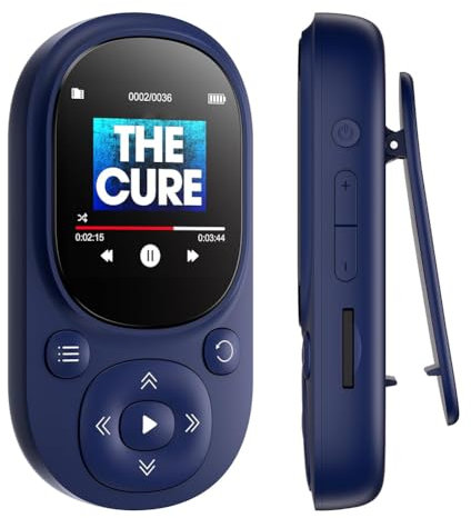 Pluuttiem 32 GB Clip MP3-spelare MP3 Mp4 Bluetooth bärbar musikspelare med FM-radioinspelningsstegräknare för barn blå