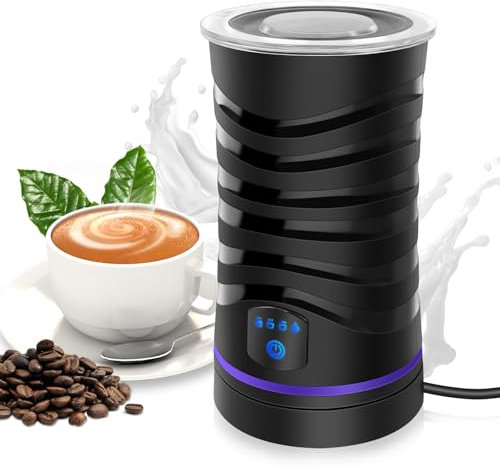 4 In 1 Milchaufschäumer, Milchaufschäumer Elektrisch Milk Frother 140-430ml, Antihaftbeschichtung Milchschäumer Elektrisch für Heißer & Kalter Milchschaum mit 4 Modi Milch Frother für Latte