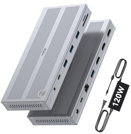 4URPC USB C Docking Station Triple Display with 120W Power Adapter, 3X HDMI, Laptop Docking Station 3 Monitor for Windows, MacBook/Mac mini M4(5 USB, Ethernet, SD/microSD)