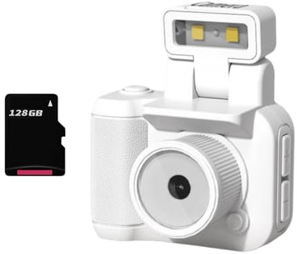 Sizoriruk Mini SLR Style Camera Cmos 128GB con Flash Light e Dock di Ricarica Videoregistratore Portatile DV 1080P con Schermo LCD B