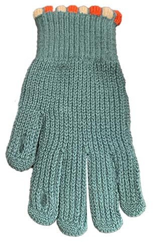 Weihnachtshandschuhe Damen Knitted Gloves Women's Solid Color Screen Protector Warm Windproof Cycling Finger Armstulpen Schwarz Federn (Light Blue, A)