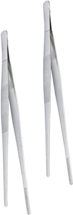 OFFSCH 2pcs Stainless Steel Food Serving Tweezers Steak and Fishbone Clip Non- Handle Kitchen Tongs for BBQ and Grilling