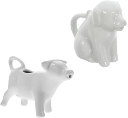 Cabilock 2pcs Animal Shaped Ceramic Pot Ceramic Milk Jug Handle for Coffee Shop Small Animal Milk Jug for Serving Creamer Sauce