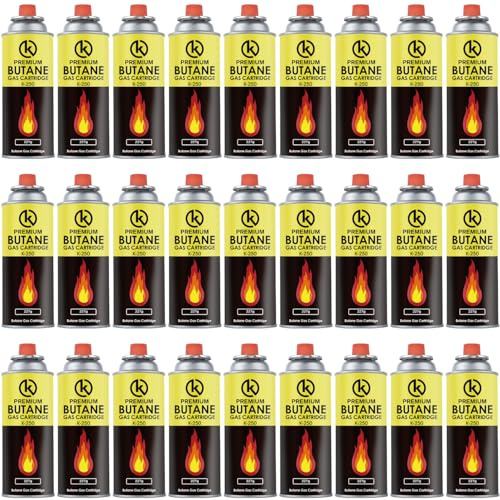 KROWN - Pack de Cartuchos K-250 de Gas Butano 227g para Hornillos Quemadores, Cartucho de Gas para Camping K-250, Bombonas para Sopletes (28 Unidades)