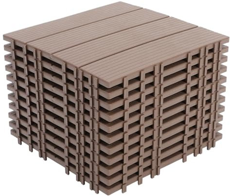 Angoily 11stücke Klick-terrassenfliesen Aus Kunststoff Für Garten Und Balkon Strapazierfähig Und Einfach Zu Verlegen Mit Holzbodenimitat