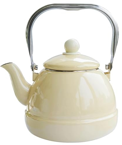 Bouilloire sifflante en émail Jaune avec poignée pour cuisinière, décoration de Cuisine, Induction, Eau 1,6 L