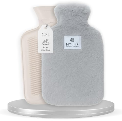 MYLILY | Bouillotte en Gris| bouillote avec housse | bouillote dos | bouillotte regles douloureuses