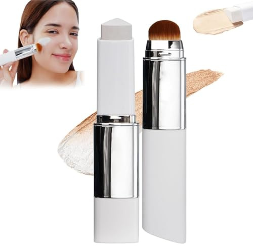 Chartming Color Changing Foundation Stick,Cream Stick V White Korean Color-Changing Foundation Stick With Brush Head,Suitable for All Skin Types,Coverage Base Makeup (Light)