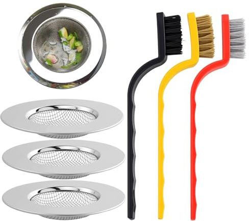 Abflusssieb Edelstahl Rostfrei 3er Set, 7.5CM Haarsieb Dusche, Waschbecken Sieb Abfluss Spüle, Abfluss-Sieb Sink Strainer für Küche