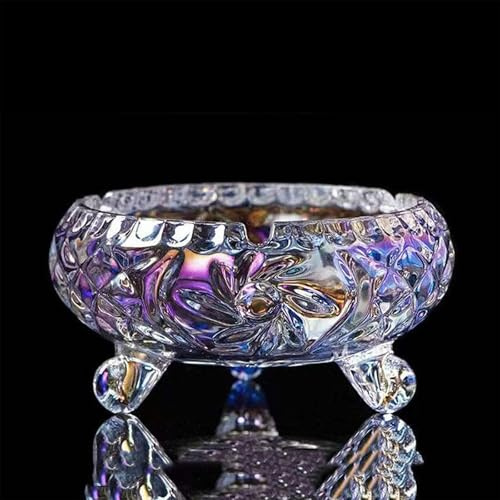 Glass Ashtray for Cigarettes Cigars Crystal Small Cool Ashtray with 3 Notches, Perfect Outdoor Patio Ash Tray or Indoor Home Decor (small)