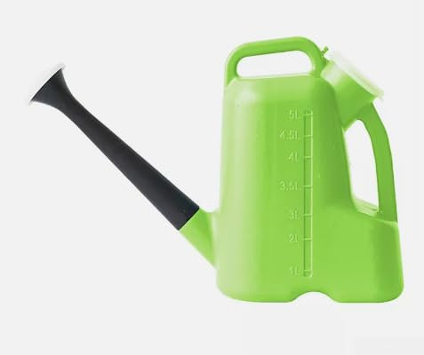 Annaffiatoio di grande capacità da 5 litri con doppi manici per una comoda irrigazione delle piante (verde)